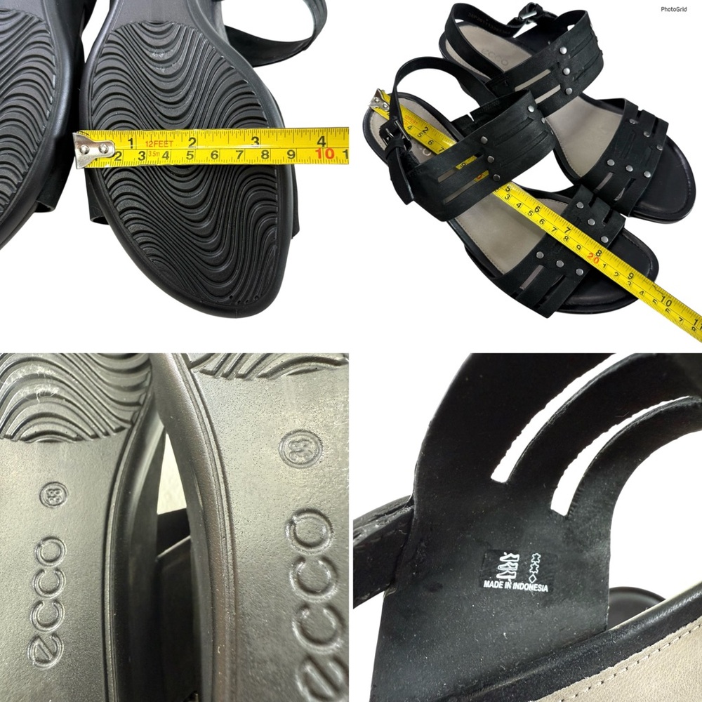 Ecco Touch 45 Strappy Black Leather Wedge Sandals Size 38/ US 7-7.5 - Picture 15 of 16